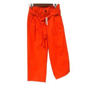 NWT J.Crew Womens Pants 6 Cotton Poplin Tie-Waist Orange Wide Leg Cropped